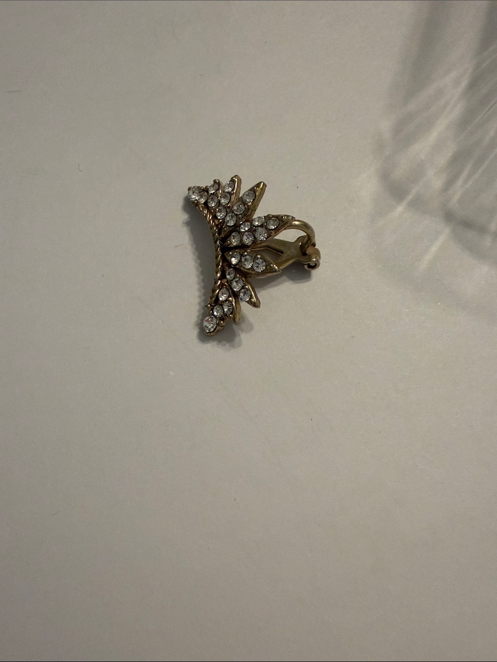 Gold Crystal Leaf Clip-On Earring - Women Jewelry